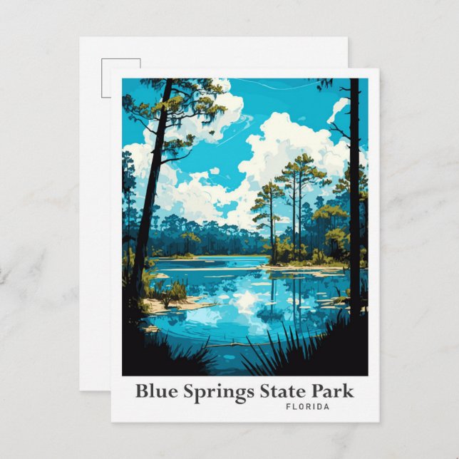 Blue Springs State Park Florida Illustration Postcard (Front/Back)
