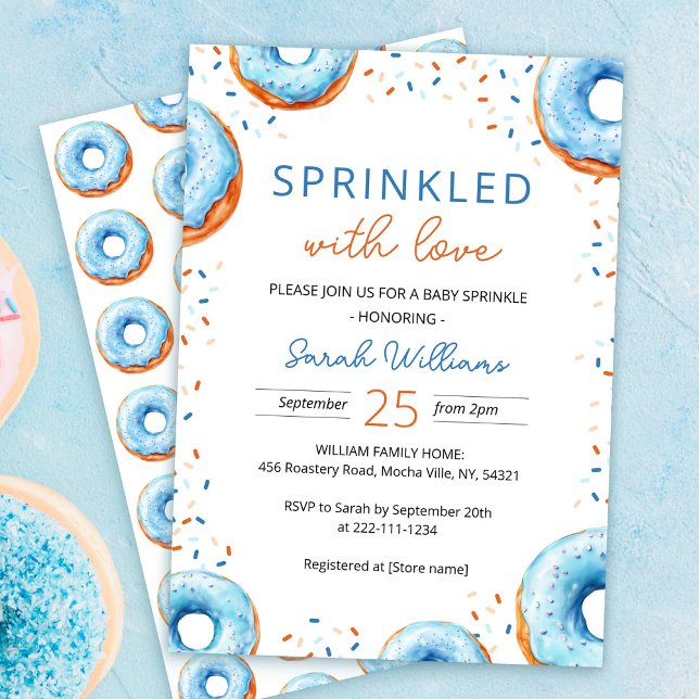 Blue Sprinkle Donut Baby Shower Invitation (Creator Uploaded)