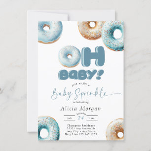 Blue Sprinkle Donut Baby Sprinkle Invitations