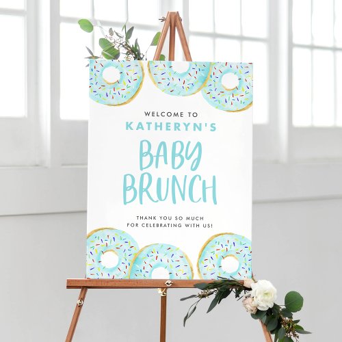 Blue Sprinkle Donuts Baby Brunch Welcome Poster