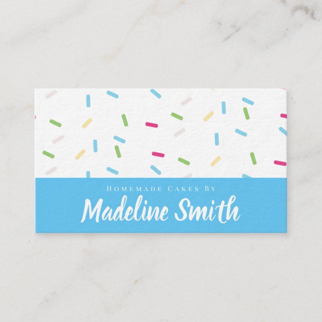 Blue Sprinkles Mix Cake Decorator Homemade Business Card (Front)