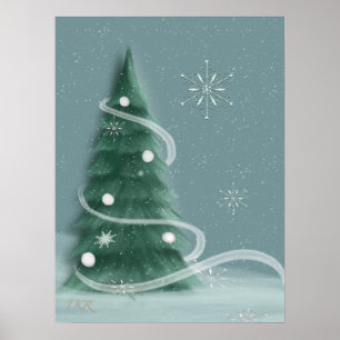 Blue Spruce Christmas Tree Poster