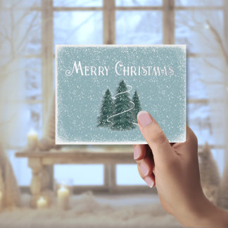 Blue Spruce Foil Christmas Postcard