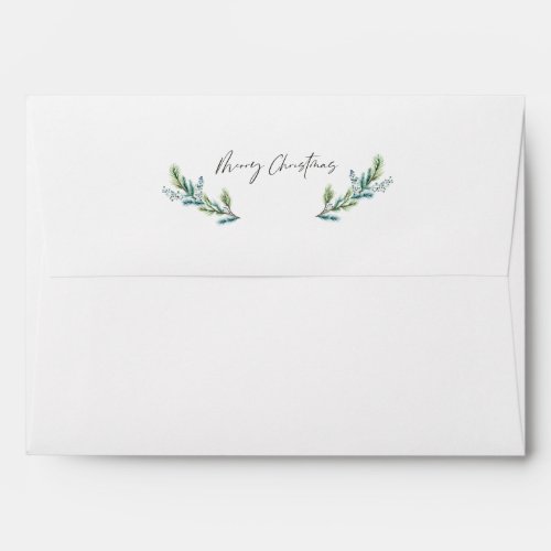 Blue Spruce Garland Merry Christmas Modern Design Envelope