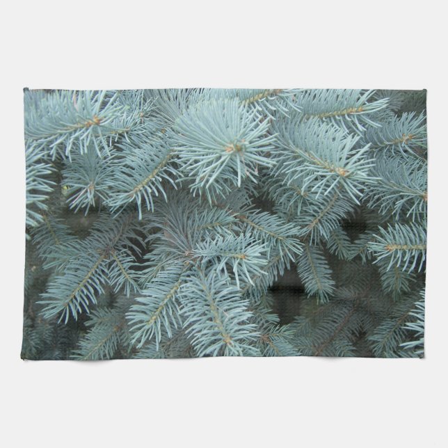 Blue spruce gray evergreen tree rustic nature  kitchen towel (Horizontal)