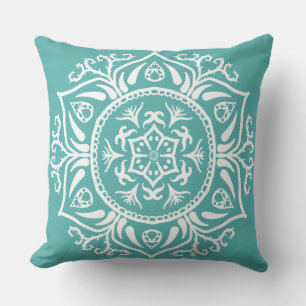 Blue Spruce Mandala Outdoor Pillow