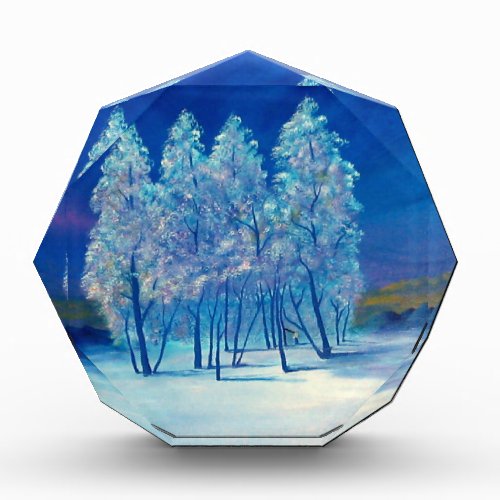 Blue Spruce Tree Christmas Desk Paperweight Award