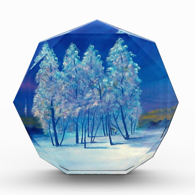 Blue Spruce Tree Christmas Desk Paperweight Award (Front)