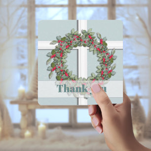 Blue Spruce Window to Winter Thank You Holiday Card