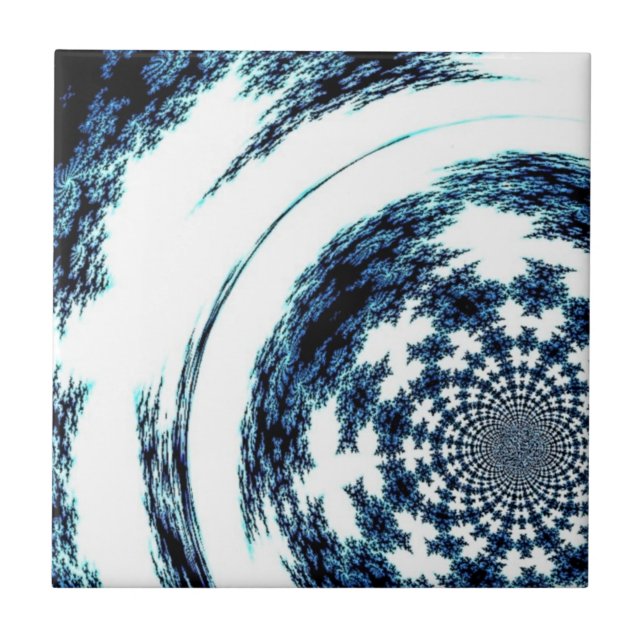 Blue Spun Thread Ceramic Tile (Front)