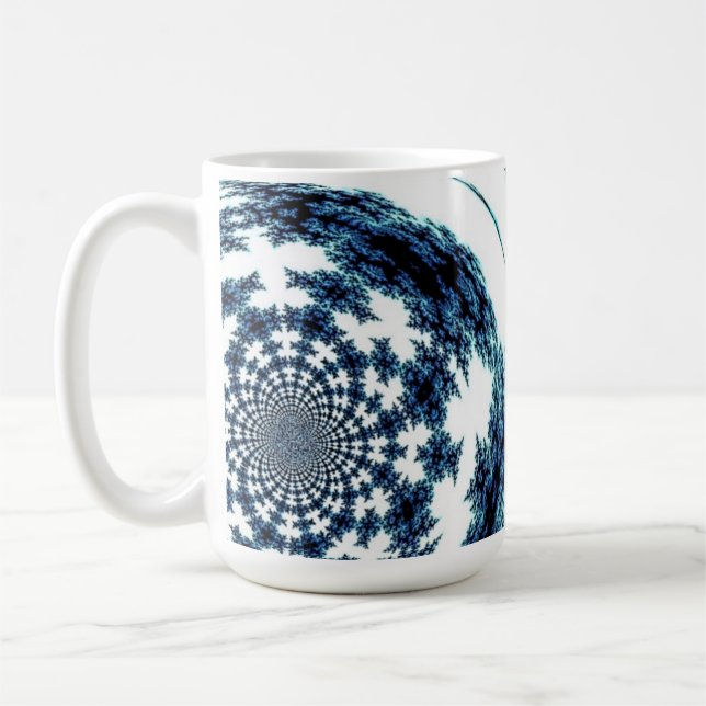 Blue Spun Thread Fractal Design Coffee Mug (Left)