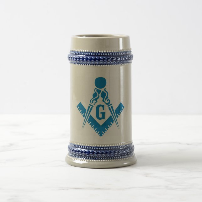 Blue Square and Compass Stein (Center)