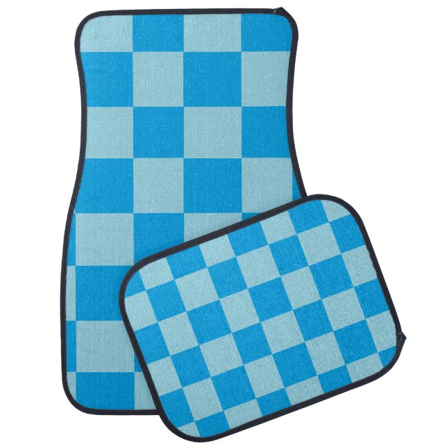 Blue square blocks geometric car floor mat (Set)
