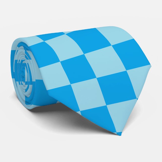 Blue square blocks geometric neck tie (Rolled)