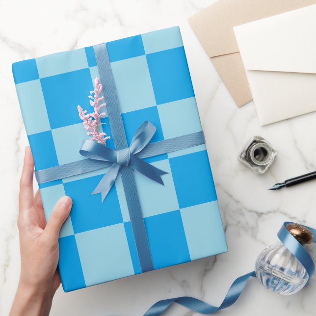 Blue square blocks geometric wrapping paper (Gifting)