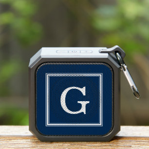 Blue Square Frame Monogram Bluetooth Speaker