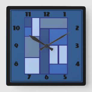 Blue Square Geometric - Emotion Form and Color Square Wall Clock