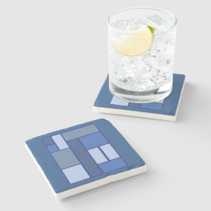 Blue Square Geometric - Emotion Form and Color Stone Coaster