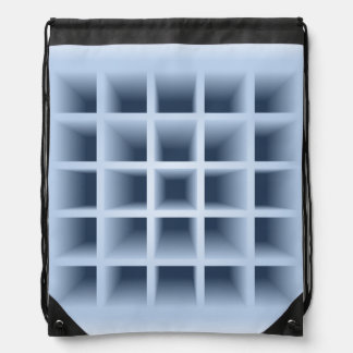 Blue square holes pattern drawstring bag