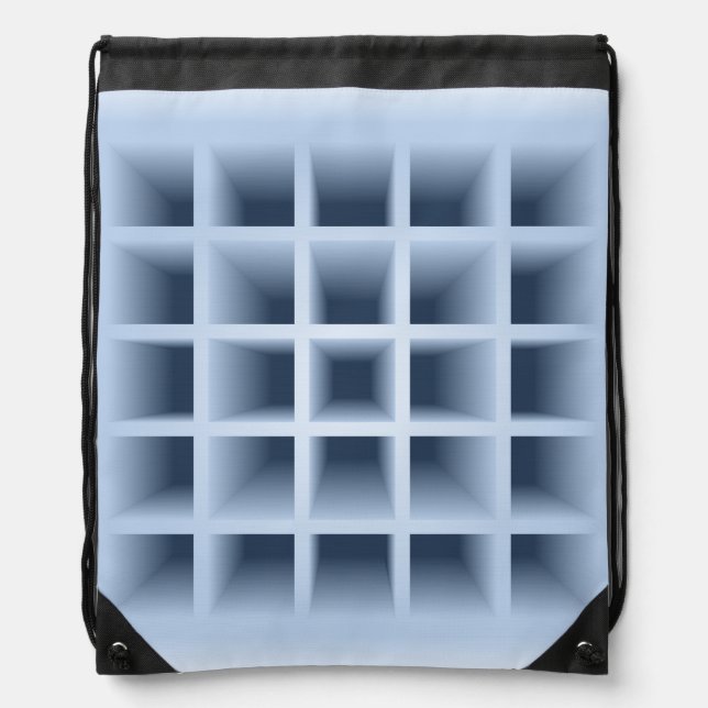 Blue square holes pattern drawstring bag (Front)