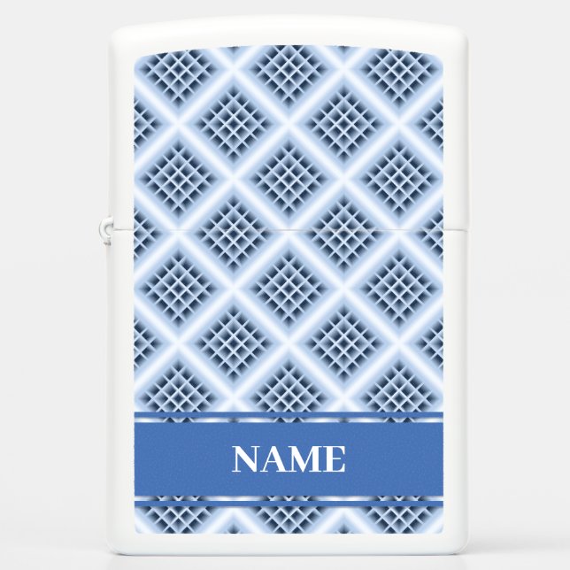 Blue square holes pattern zippo lighter (Front)