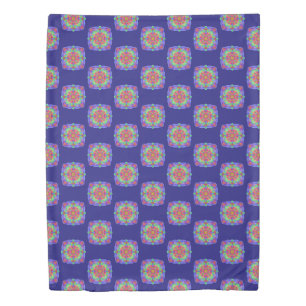 Blue Square Mandala Boho Duvet Cover