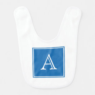 Blue Square Monogram Baby Bib