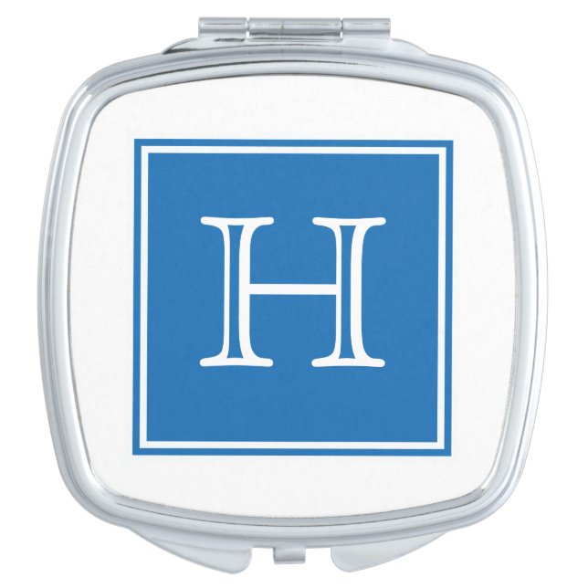 Blue Square Monogram Compact Mirror (Front)