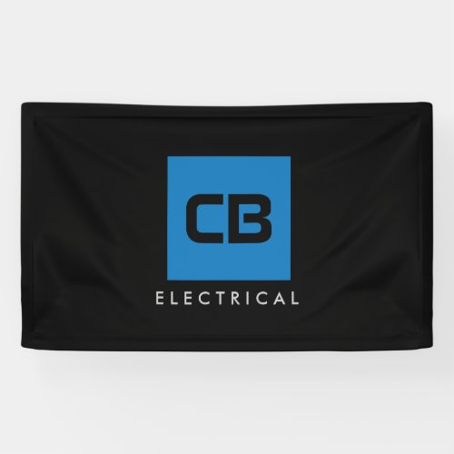 Blue Square Monogram Construction Electrical Banner