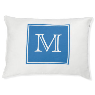 Blue Square Monogram Dog Bed