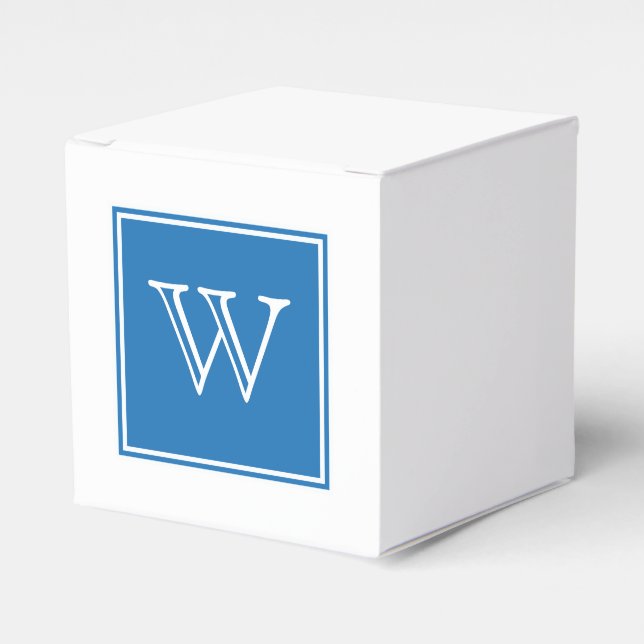 Blue Square Monogram Favor Boxes (Front Side)