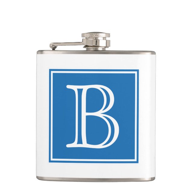 Blue Square Monogram Flask (Front)