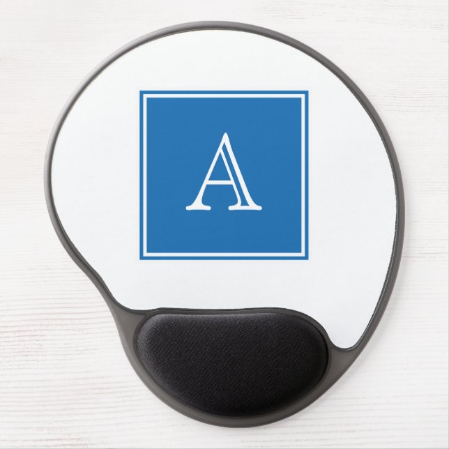 Blue Square Monogram Gel Mousepad (Front)