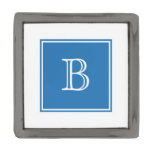 Blue Square Monogram Lapel Pin at Zazzle