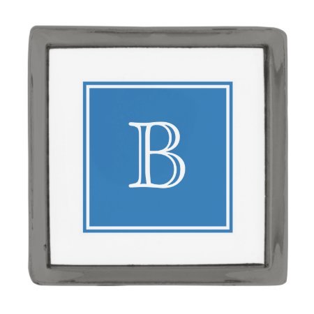 Blue Square Monogram Lapel Pin