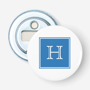 Blue Square Monogram Magnet Bottle Opener