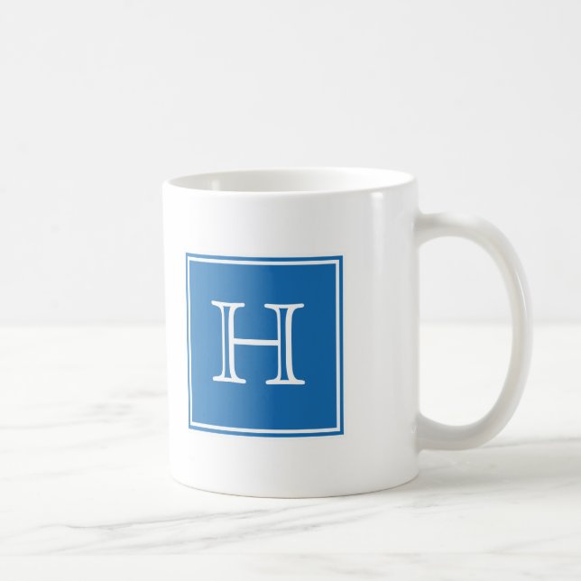 Blue Square Monogram Mug (Right)