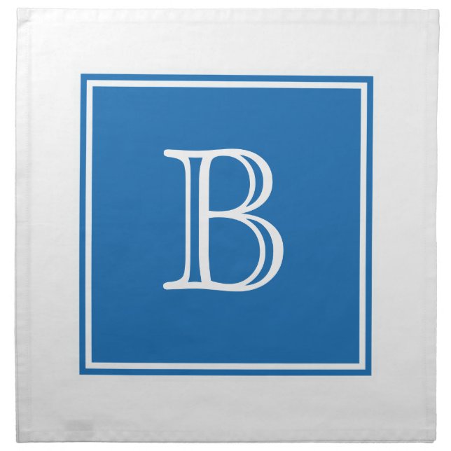 Blue Square Monogram Napkin (Front)