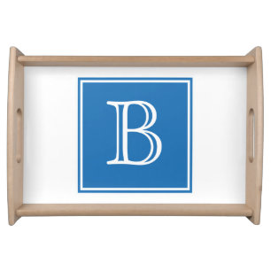 Blue Square Monogram Serving Tray