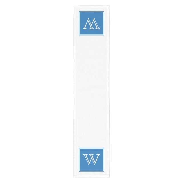 Blue Square Monogram Table Runner (Front)