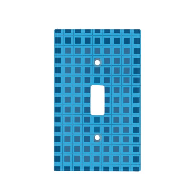 Blue Square Pattern Light Switch Cover (Front)