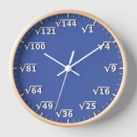 Blue Square Root Clock Math Mathematics Clock