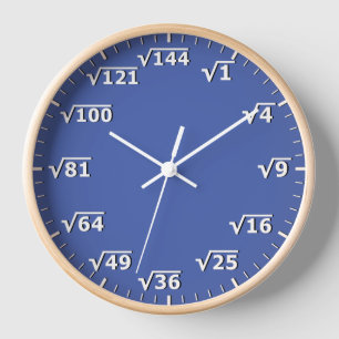 Blue Square Root Clock Math Mathematics Clock