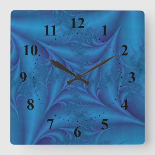 Blue Square Spiral  Wall Clock