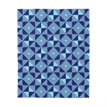 Blue Square Triangle Geometric Math Retro Pattern