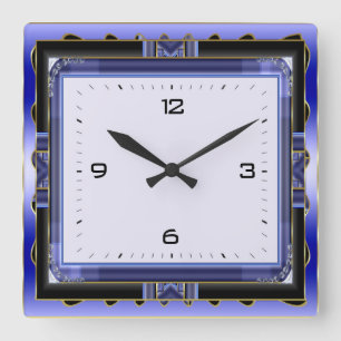 Blue Square Wall Clock