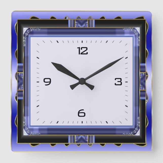 Blue Square Wall Clock (Front)