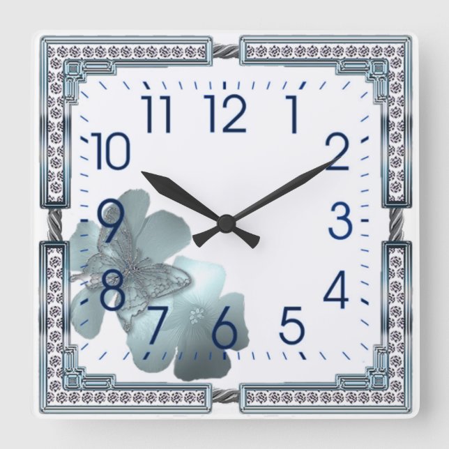 Blue Square Wall Clock (Front)