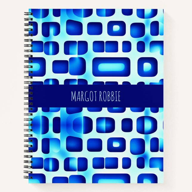 Blue Squares and Rectangles Isometric Pattern Notebook (Front)