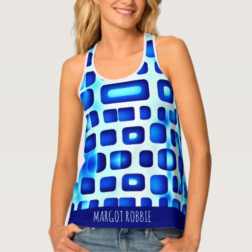 Blue Squares and Rectangles Isometric Pattern Tank Top